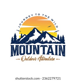 Mountain logo design vector illustration, outdoor adventure . Vector graphic for t shirt and other uses.
