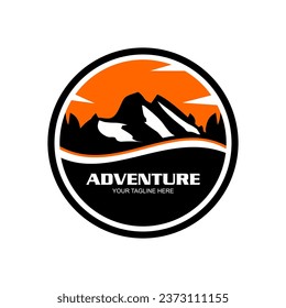 Mountain logo design vector illustration, outdoor adventure. Adventure logo. Vector graphics for t-shirts and other uses.