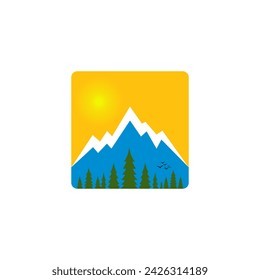 mountain logo design vector illustration, outdoor adventure vector graphics for t-shirts and other uses