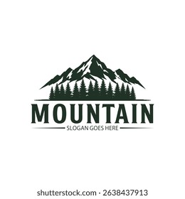 Mountain logo design vector illustration, outdoor adventure . Vector graphic for t shirt and other uses