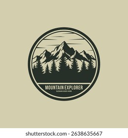 Mountain logo design vector illustration, outdoor adventure . Vector graphic for t shirt and other uses