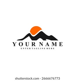 mountain logo design,  vector, pine tree, silhouette, mountain logo premium,professional camping logo, holiday logo, vacation, landscape