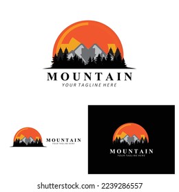 Mountain Logo Design, Vector Place For Nature Lovers Hiker
