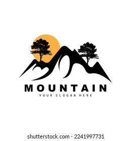 Mountain Logo Design, Vector Place For Nature Lovers Hiker