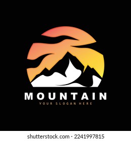 Mountain Logo Design, Vector Place For Nature Lovers Hiker