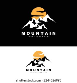 Mountain Logo Design, Vector Place For Nature Lovers Hiker
