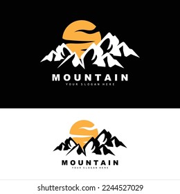 Mountain Logo Design, Vector Place For Nature Lovers Hiker