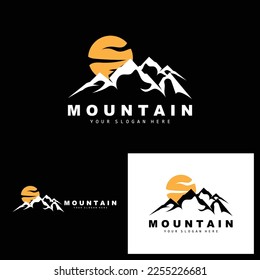 Mountain Logo Design, Vector Place For Nature Lovers Hiker