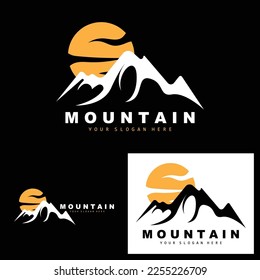 Mountain Logo Design, Vector Place For Nature Lovers Hiker