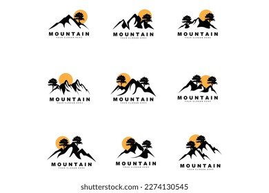 Mountain Logo Design, Vector Place For Nature Lovers Hiker