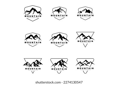 Mountain Logo Design, Vector Place For Nature Lovers Hiker