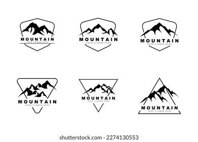 Mountain Logo Design, Vector Place For Nature Lovers Hiker