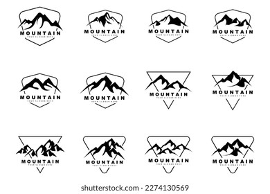 Mountain Logo Design, Vector Place For Nature Lovers Hiker