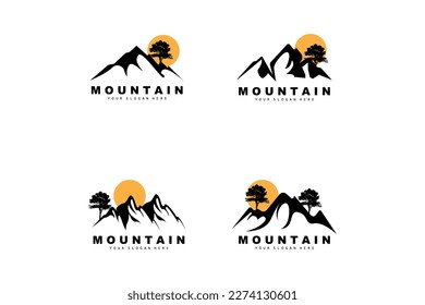 Mountain Logo Design, Vector Place For Nature Lovers Hiker