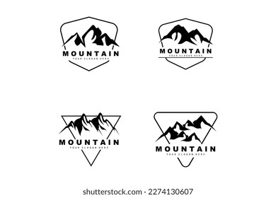 Mountain Logo Design, Vector Place For Nature Lovers Hiker