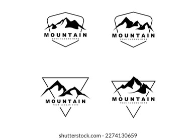 Mountain Logo Design, Vector Place For Nature Lovers Hiker