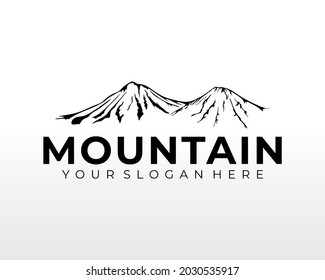 Silución vectorial de diseño de logotipo de montaña