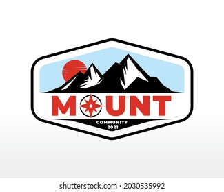 Silución vectorial de diseño de logotipo de montaña