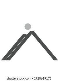 Mountain logo design vector stock with sun