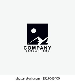 Mountain Logo Design Vector Template, Isolated In Black Colour. Vector Illustration