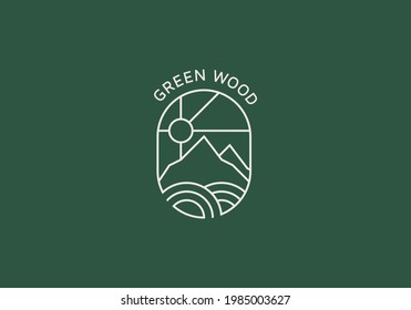 Plantilla vectorial de diseño de logotipo de montaña, ilustración de montaña.
