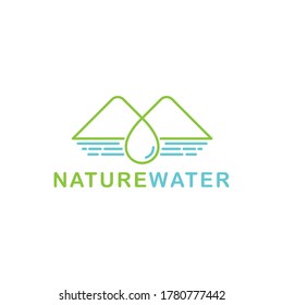 Mountain logo design vector with water logo for Landscape logo