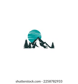 diseño de logotipo de montaña, logotipo de vista de montaña