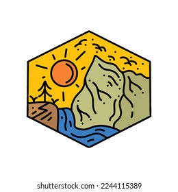 Mountain Logo Design Vintage Emblem Vector illustration Badge Symbol Icon