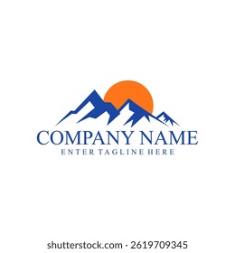 mountain logo design,vector,graphic,vintage,beautiful scenery,nature,camping,mountain peak,background,outdoor,top