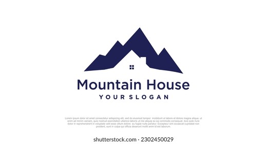 Idea de diseño de logotipo de montaña con estilo único