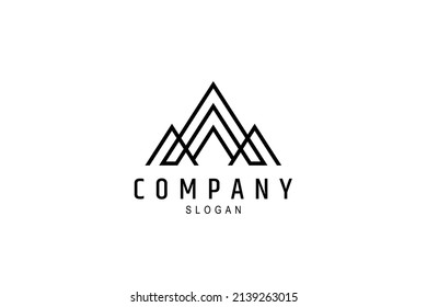 mountain logo with dominant triangle shape with line art design style