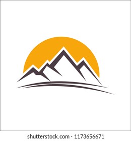 Mountain logo element vector emblem isolated background white
