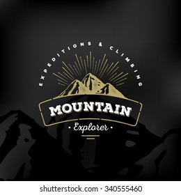 Mountain Logo Emblem. Adventure Retro Vector Illustration.