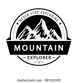 Mountain logo emblem. Adventure retro vector illustration.