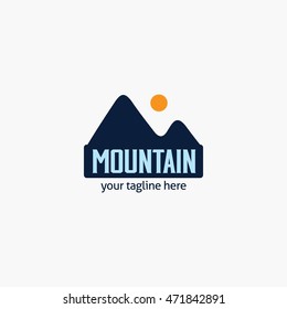 Mountain Logo, Emblem Design Template. Vector Illustration. Flat Style Design.