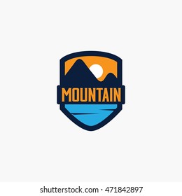 Mountain Logo, Emblem Design Template. Vector Illustration. Flat Style Design.