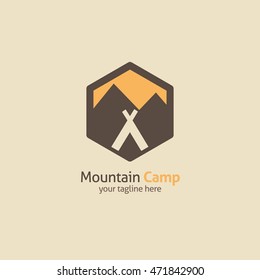 Mountain Logo, Emblem Design Template. Vector Illustration. Flat Style Design.