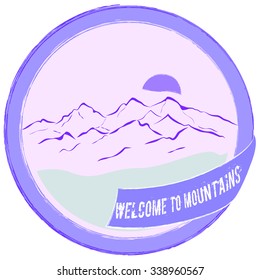 mountain logo emblem landscape outline vector illustration