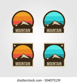 MOUNTAIN LOGO EMBLEM ORANGE BLUE VINTAGE LOGO CLASSIC BADGE
