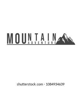 Mountain logo emblem vector illustration. Simple typography badge design with mountain silhouette