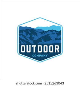 Vector de emblema de logotipo de montaña con diseño de estilo masculino