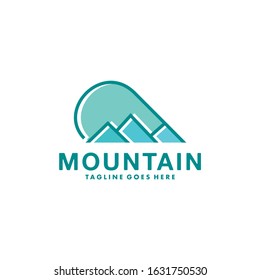 Mountain logo emblem vector template with Modern Concept style. Adventure symbol and hiking Icon for Brand, t-shirt, identity Company and Business.