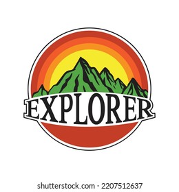 Mountain Logo, Exciting Adventure. Vector Graphics For T Shirts And Other Uses. Vector Illustration