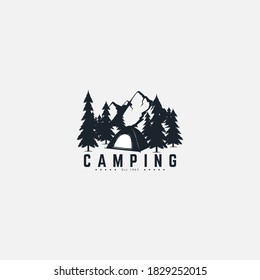 Mountain logo for expedition and adventure. Forest camping area logo design. Nature