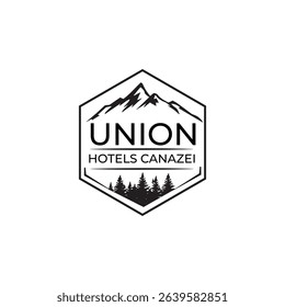 Mountain logo featuring sharp peaks, sunrise, and natural elements, perfect for outdoor gear, travel, and adventure brands. Bold, clean, and symbolizing strength, freedom, and exploration.
