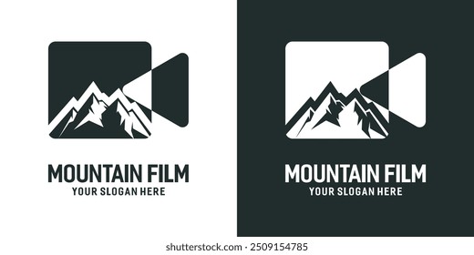 LOGOTIPO DE MONTANHA E FILME VIDEOGRAFIA CINEMA VETOR ABSTRATO
