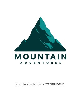 mountain logo flat design blue color vector illustration