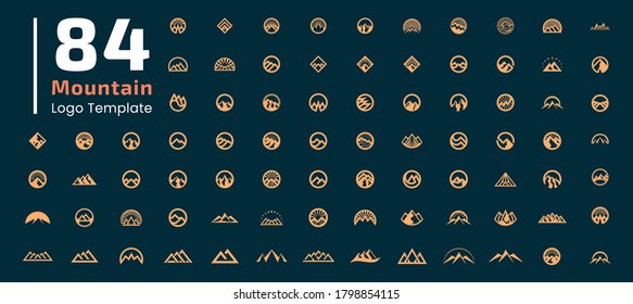 Mountain logo flat design template. Graphic elements represent bold and strong