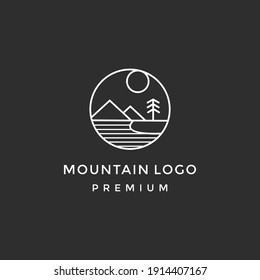 Mountain Logo. Flat design logo template. Vector Illutrator eps.10 in black background