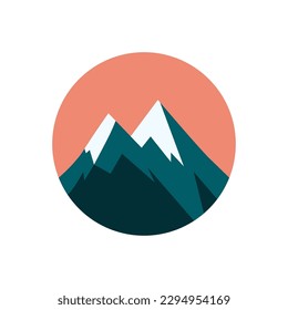 mountain logo flat design vector. circle logo illustration isolated white background